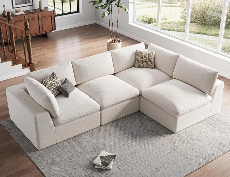 TROMIRY 120 Inch Cloud Sectional Couch